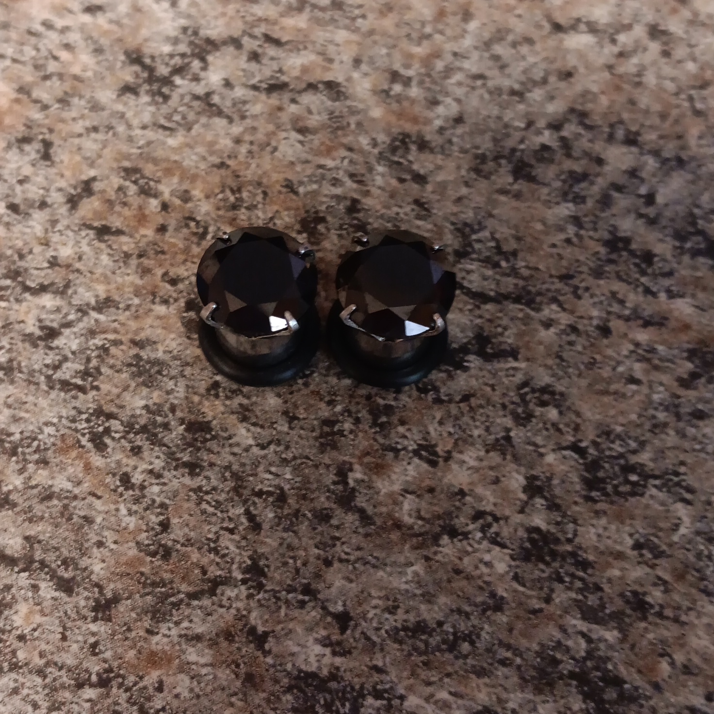 Surgical Steel Black Rhinestone Gauges